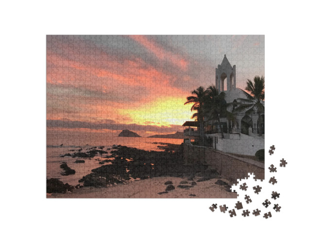 puzzle 1000 dílků „Západ slunce před pláží v Mazatlanu, Mexiko“