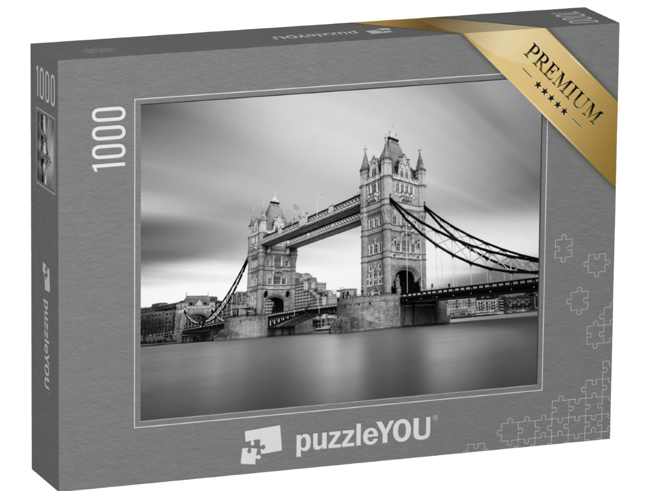 puzzle 1000 dílků „Tower Bridge nad Temží, Londýn, černobíle“