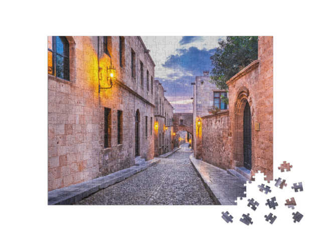 puzzle 500 dílků „Rytířská alej: Ippoton, Rhodos, Řecko“