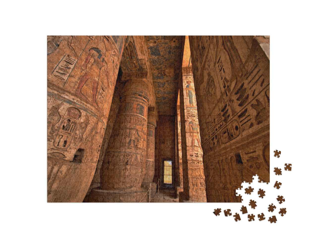 puzzle 1000 dílků „Hieroglyfy v Medinat Habu, Luxor, Egypt“