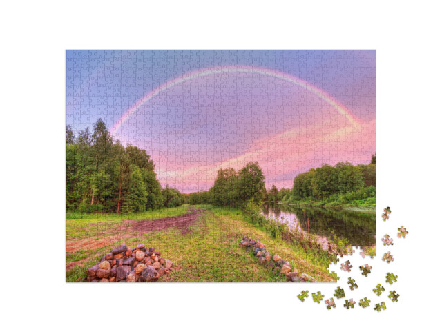 puzzle 1000 dílků „Duha nad venkovem v Archangelské oblasti, Rusko“