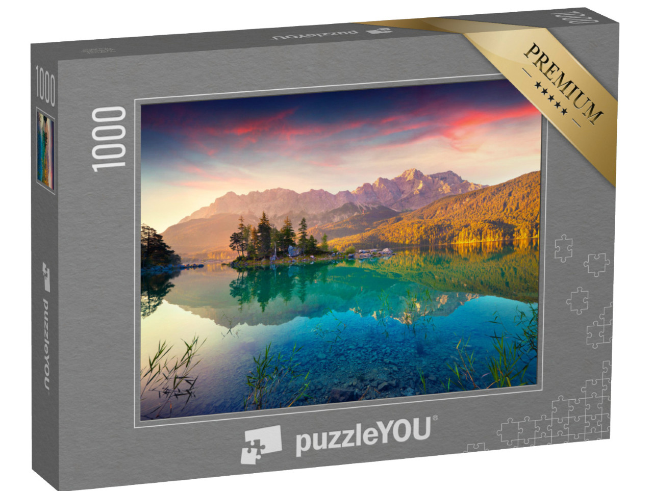 puzzle 1000 dílků „Východ slunce u Eibsee, německé Alpy“