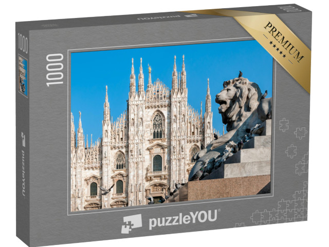 puzzle 1000 dílků „Milánská katedrála s pomníkem lva, Itálie“