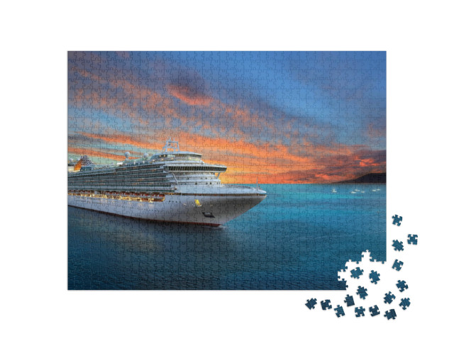 puzzle 1000 dílků „Luxusní výletní loď při západu slunce“