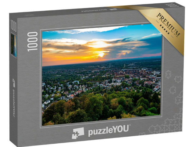 puzzle 1000 dílků „Bouřkové mraky při západu slunce nad Karlsruhe“