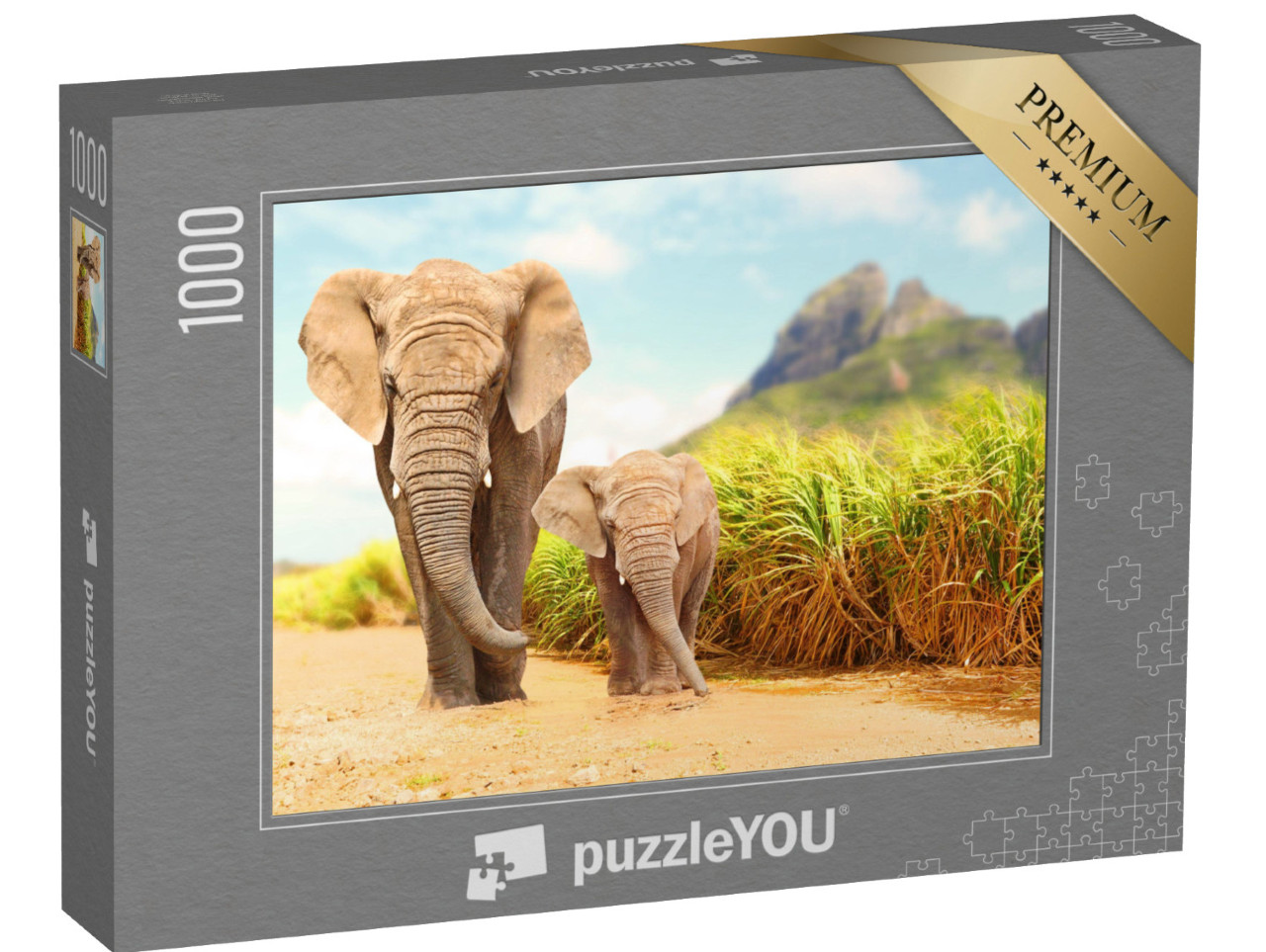 puzzle 1000 dílků „Sloni v africké buši, rezervace“