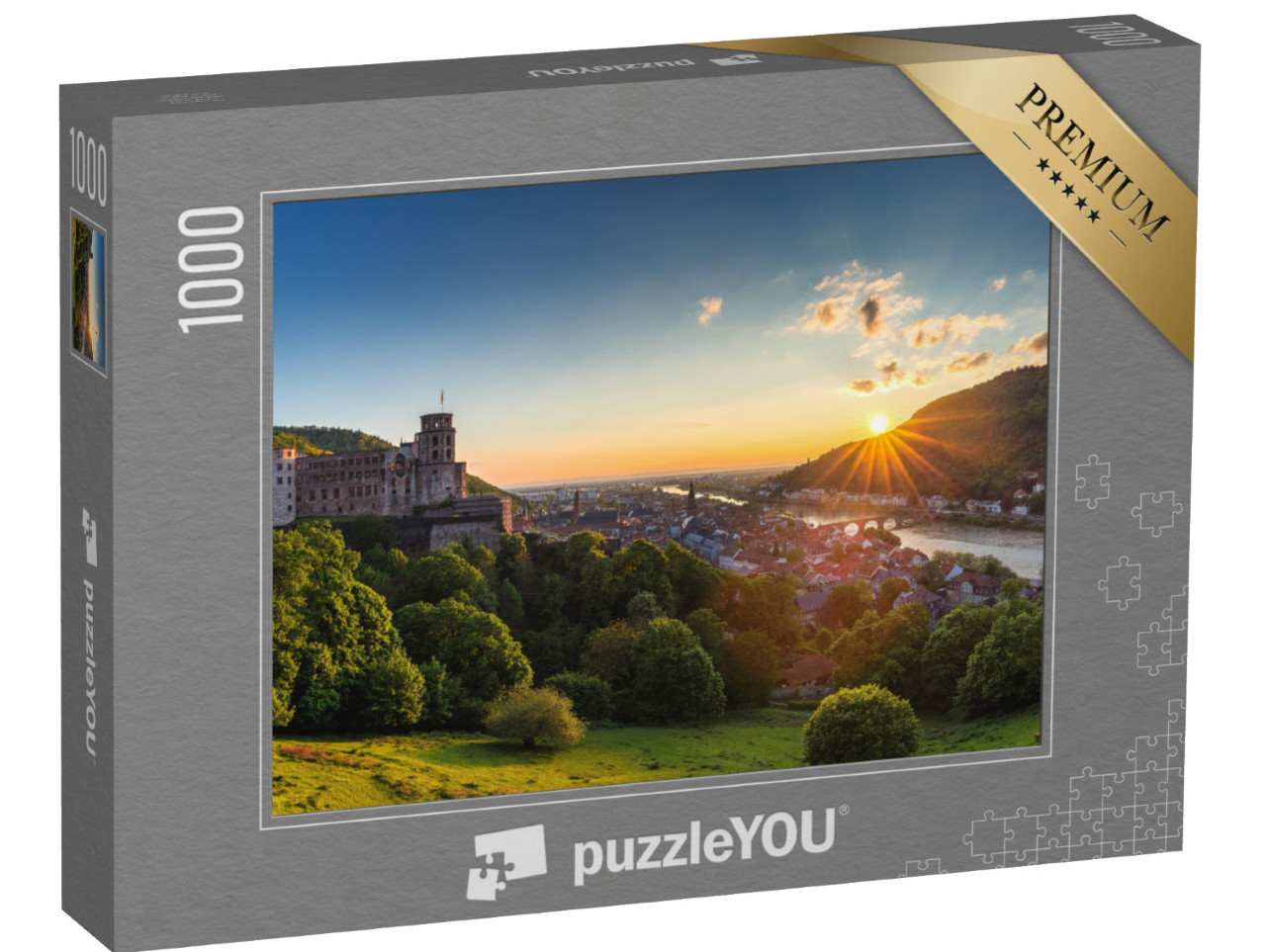 puzzle 1000 dílků „Město Heidelberg se slavným starým mostem a hradem Heidelberg“