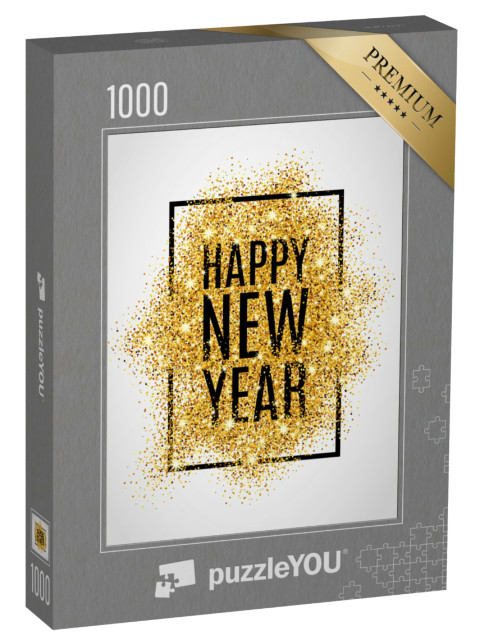 puzzle 1000 dílků „Šťastný nový rok. Zlaté třpytky 2017. Zlaté pozadí“