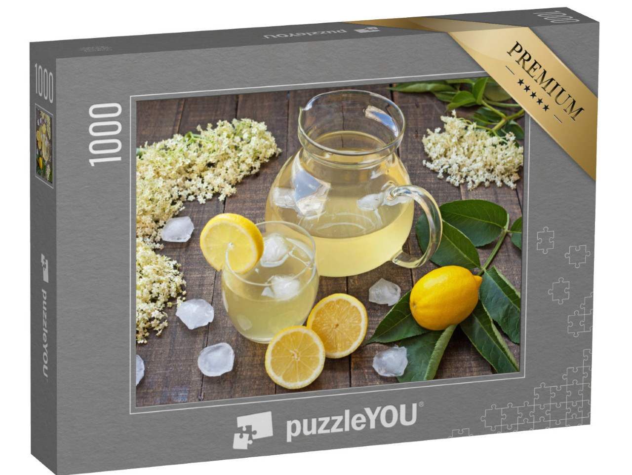 puzzle 1000 dílků „Osvěžující koktejl s květy černého bezu a citrony“