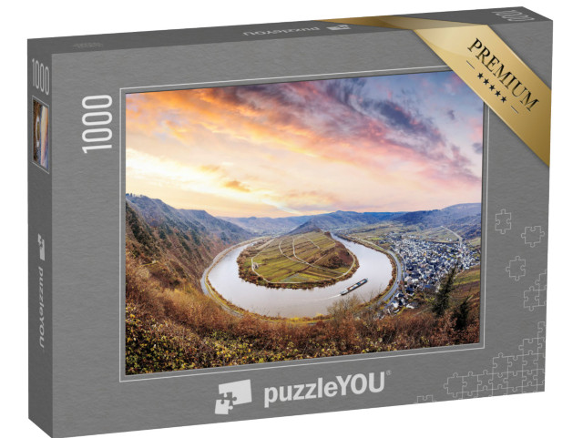 puzzle 1000 dílků „Východ slunce v ohybu Mosely u Bremmu, Německo“